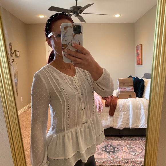 William Rast Tops - William Rast long sleeve white ruffle BoHo shirt